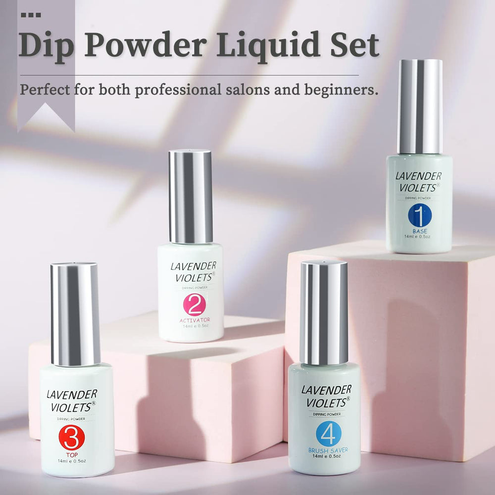 Dip Powder Liquid Set with Activator, Base Top Coat and Brush Saver 0.5oz/Bot Nail File Necessary Tools for Dipping Powder Acrylic Nail Manicure Pedicure J775