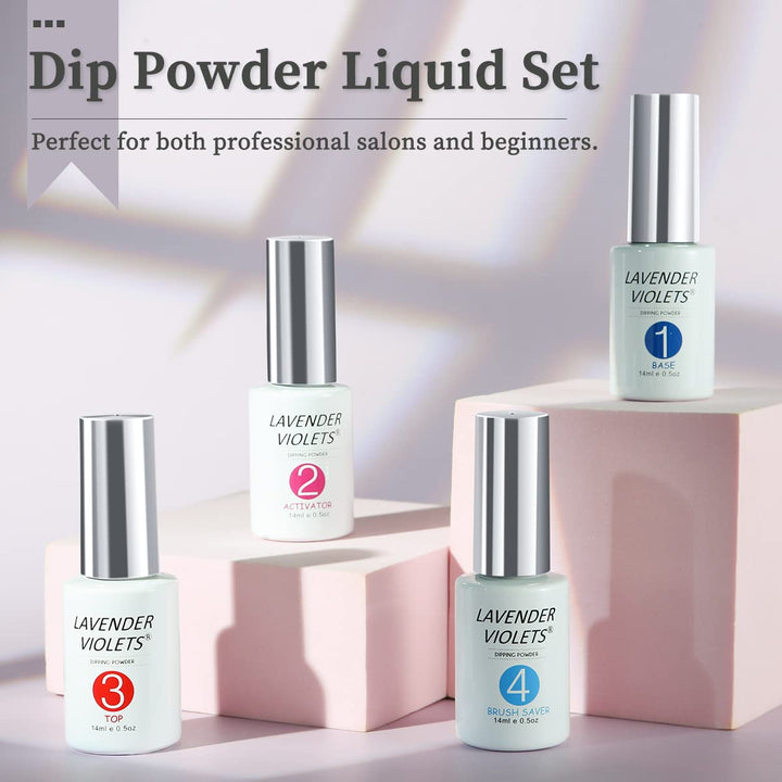 Dip Powder Liquid Set with Activator, Base Top Coat and Brush Saver 0.5oz/Bot Nail File Necessary Tools for Dipping Powder Acrylic Nail Manicure Pedicure J775