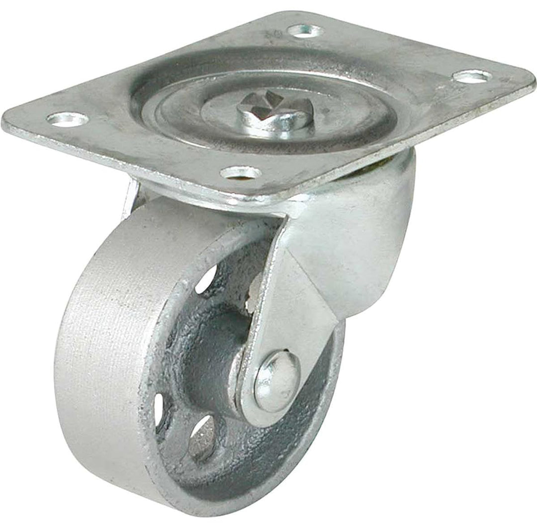 9174 2-Inch Cast Iron Swivel Plate Caster, 125-lb Load Capacity,Silver