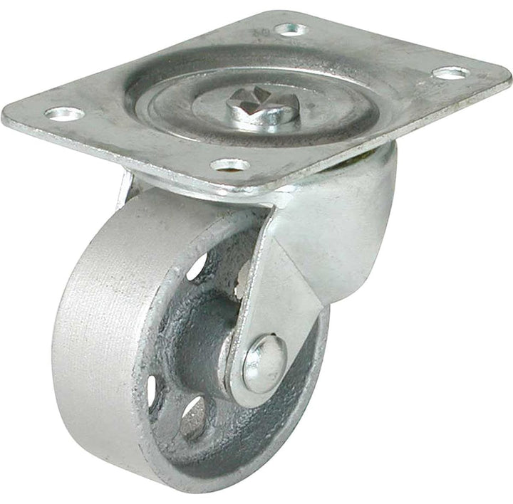 9174 2-Inch Cast Iron Swivel Plate Caster, 125-lb Load Capacity,Silver