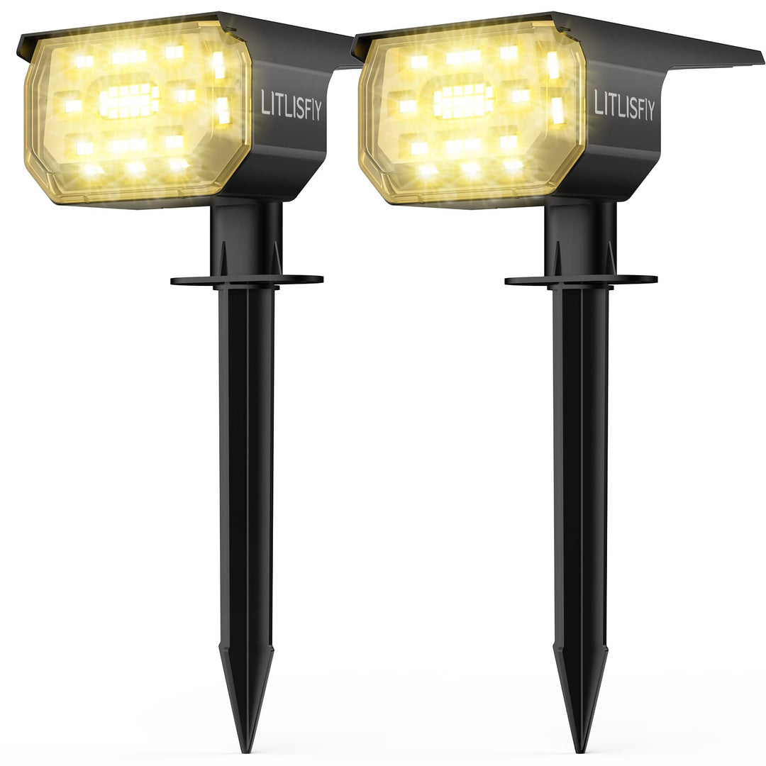 Solar Spot Lights Outdoor Landscape Lights, 50 LEDs Solar Spotlight Outdoor Auto On/Off with 3 Modes, IP67 Solar Outdoor Lights Waterproof Garden Lights, 2in1 Solar Yard Spotlight,Warm White