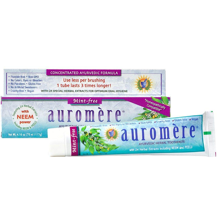 Ayurvedic Herbal Toothpaste, Mint Free - Vegan, Natural, Non GMO, Fluoride Free, Gluten Free, with Neem & Peelu (4.16 oz), 1 Pack