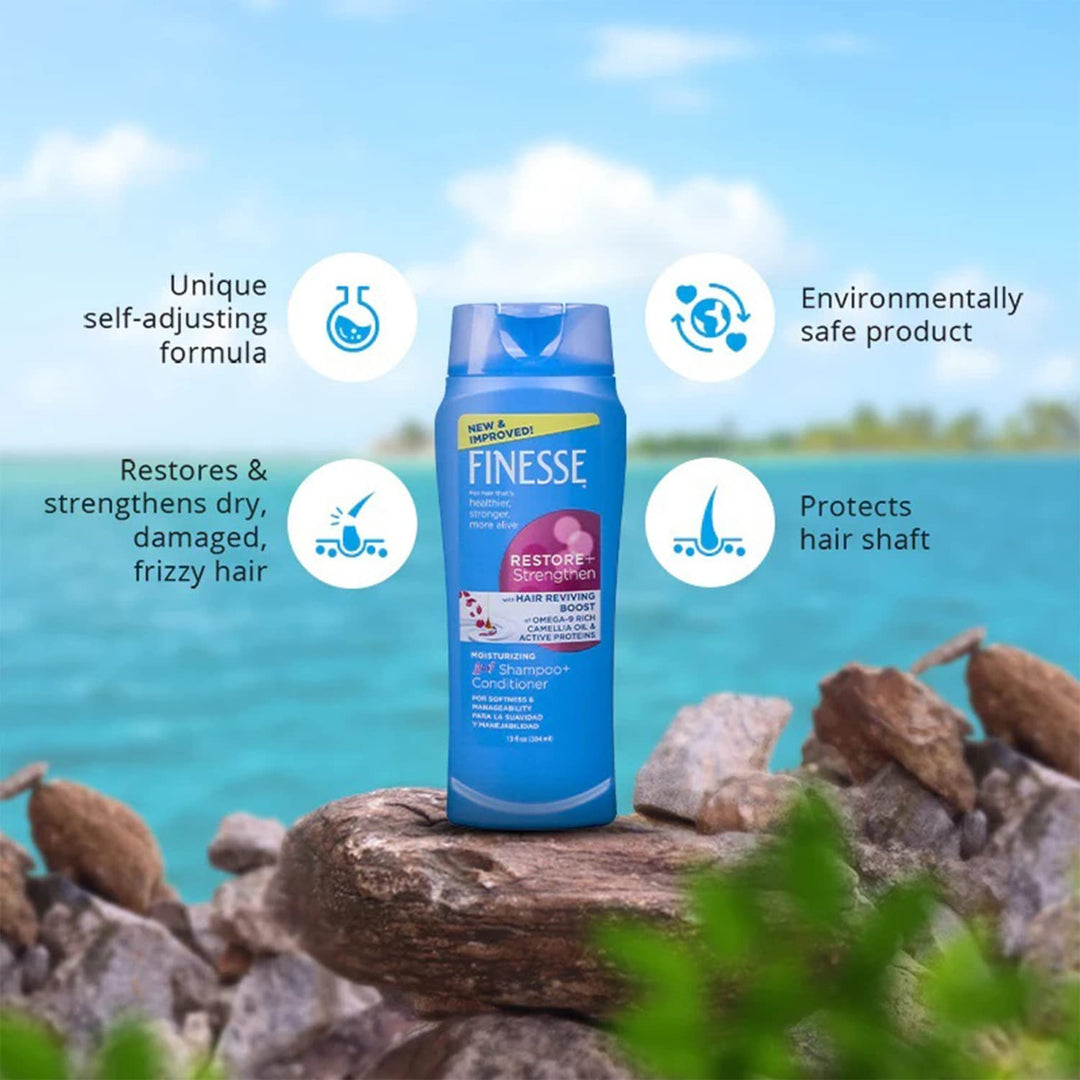 Restore & Strengthen Moisturizing Shampoo & Conditioner 384 ml with Hair Reviving Boost of Omega 9 Rich Cameillia Oil & Active Portiens