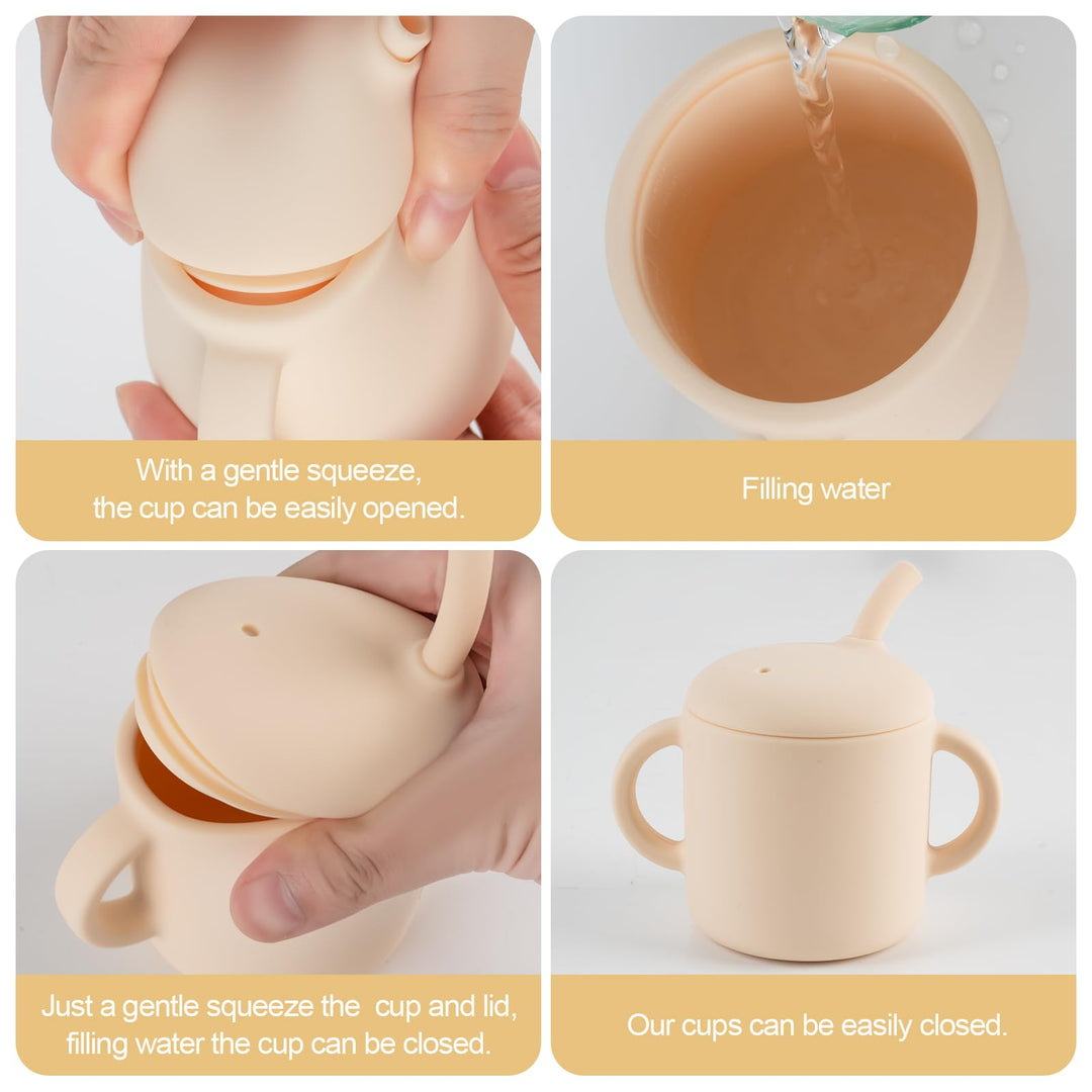 Silicone Training Cup for Infants, Toddler Learning Cup with Two Handles, Baby Open Cup 5oz, 6months+ (yellow)