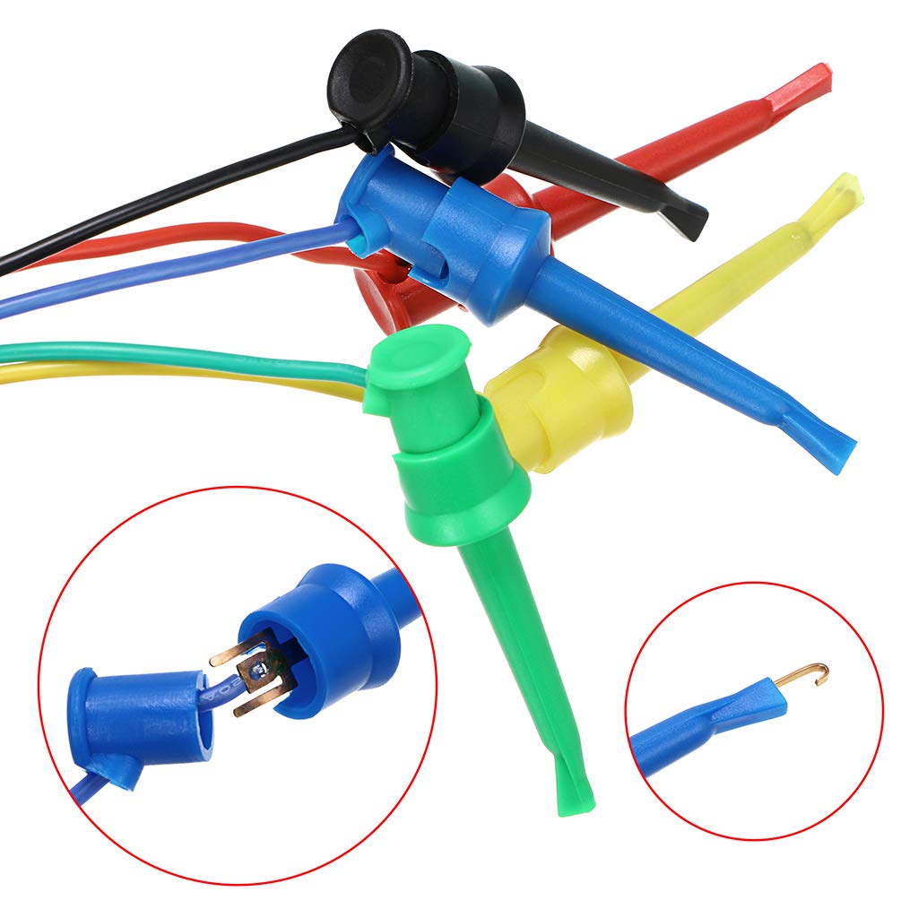 10 Pcs Multimeter Electrical Test Dual Lead Test Hook Clips - 5 Colors Silicone Flexible Test Cables for Electronic, Component, Testing Connecting