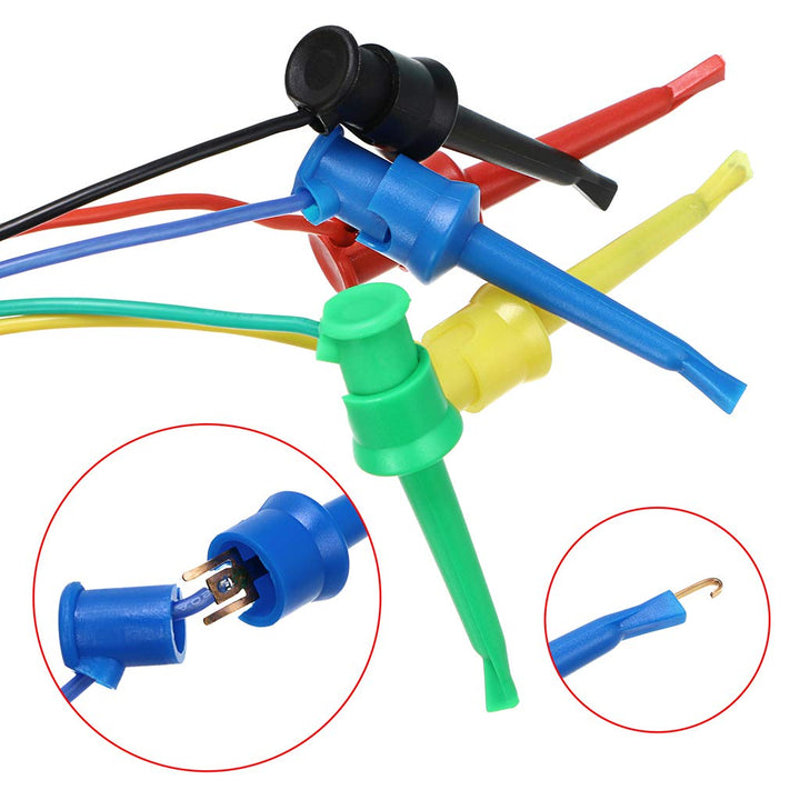 10 Pcs Multimeter Electrical Test Dual Lead Test Hook Clips - 5 Colors Silicone Flexible Test Cables for Electronic, Component, Testing Connecting