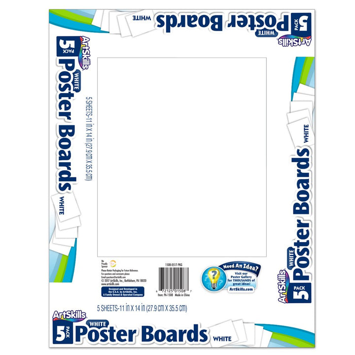 11 x 14 Poster Board School and Craft Supplies, White, 5 Count (Pack of 1)