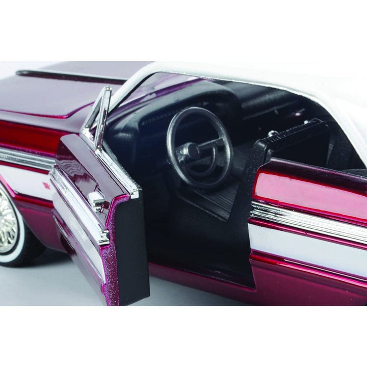 1964 Chevy Impala Lowrider Hard Top Candy Red Metallic with White Top Get Low Series 1/24 Diecast Model Car 79021