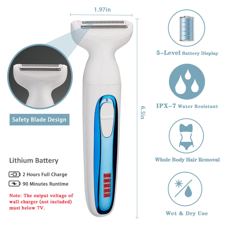 Shaver for Women, Electric Razor Painless Lady Foil Shaver Wet Dry Cordless 3 in 1 Blade Trimmer Rechargeable Waterproof Body Facial Hair Remover for Eyebrow Back Arms Legs Underarms and Bikini Area
