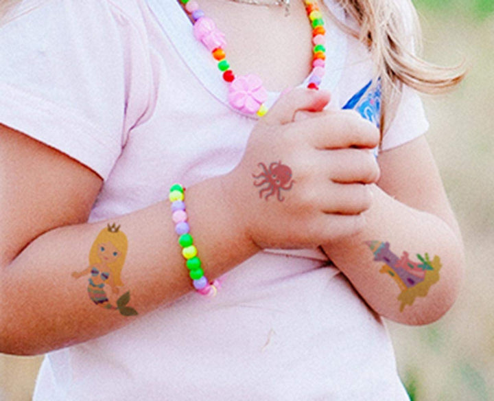 Mermaid Temporary Tattoos(80 designs) - Fake Mermaid Assorted Temporary Tattoos For Kids Children Girls Birthday Party Favors Supplies Party Accessories