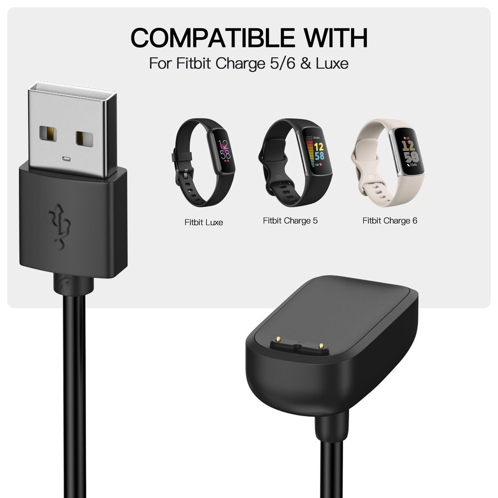Compatible with Fitbit Charge 6/Charge 5/Luxe Charger Cable,Replacement USB Charging Dock Stand for Fitbit Luxe Smart Watch