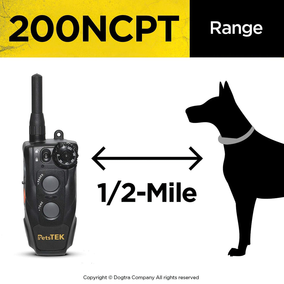 200NCPT Electronic Dog Training Collar with Remote for Small Dogs to Large Dogs - 2640 ft Range, Vibration, Tone, 100 Stimulation Levels, Safety Lock, Waterproof, Rechargeable, PetsTEK Edition