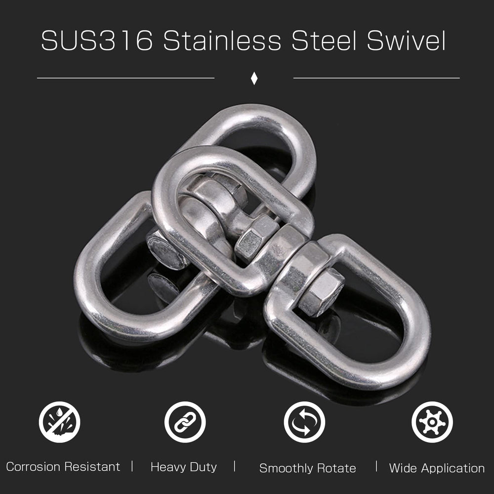 Heavy Stainless Swivel Eye Ring Steel Hanging Swivels Eye Connector Double Ended Swivel Eye Marine SUS316 Loop Dia 8mm 6/19inch 660lbsf 2pcs