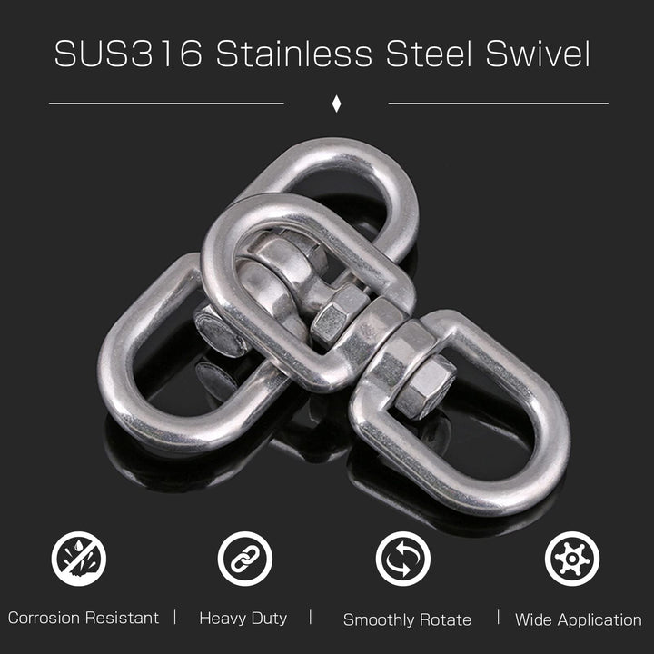 Heavy Stainless Swivel Eye Ring Steel Hanging Swivels Eye Connector Double Ended Swivel Eye Marine SUS316 Loop Dia 8mm 6/19inch 660lbsf 2pcs