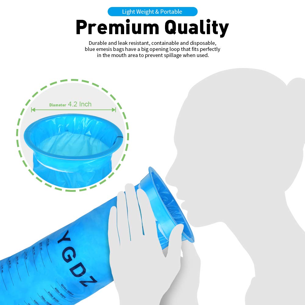 Vomit Bags, 24 Pack Barf Bags Disposable Emesis Bags Throw Up Car Puke Nausea Bags for Travel Motion Sickness, 1000ml