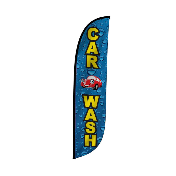Feather Flag Banner - 12 Feet Tall Advertising Flags for Outdoor Business and Events Promotion - Swooper Flag Only - Car Wash Flags - Car Wash Water Drops (10M1200109)