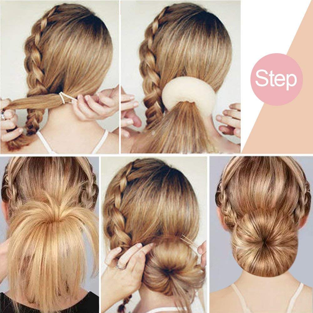 7Pcs Golden: Donut Hair Bun Maker, Tsmaddts Hair Ring Styling Accessories Kit With 5 Hair Elastic Bands & 20 Bobby Pins & 7 Buns For Chignon Hair Styles (2 Small 2 Medium 2 Large