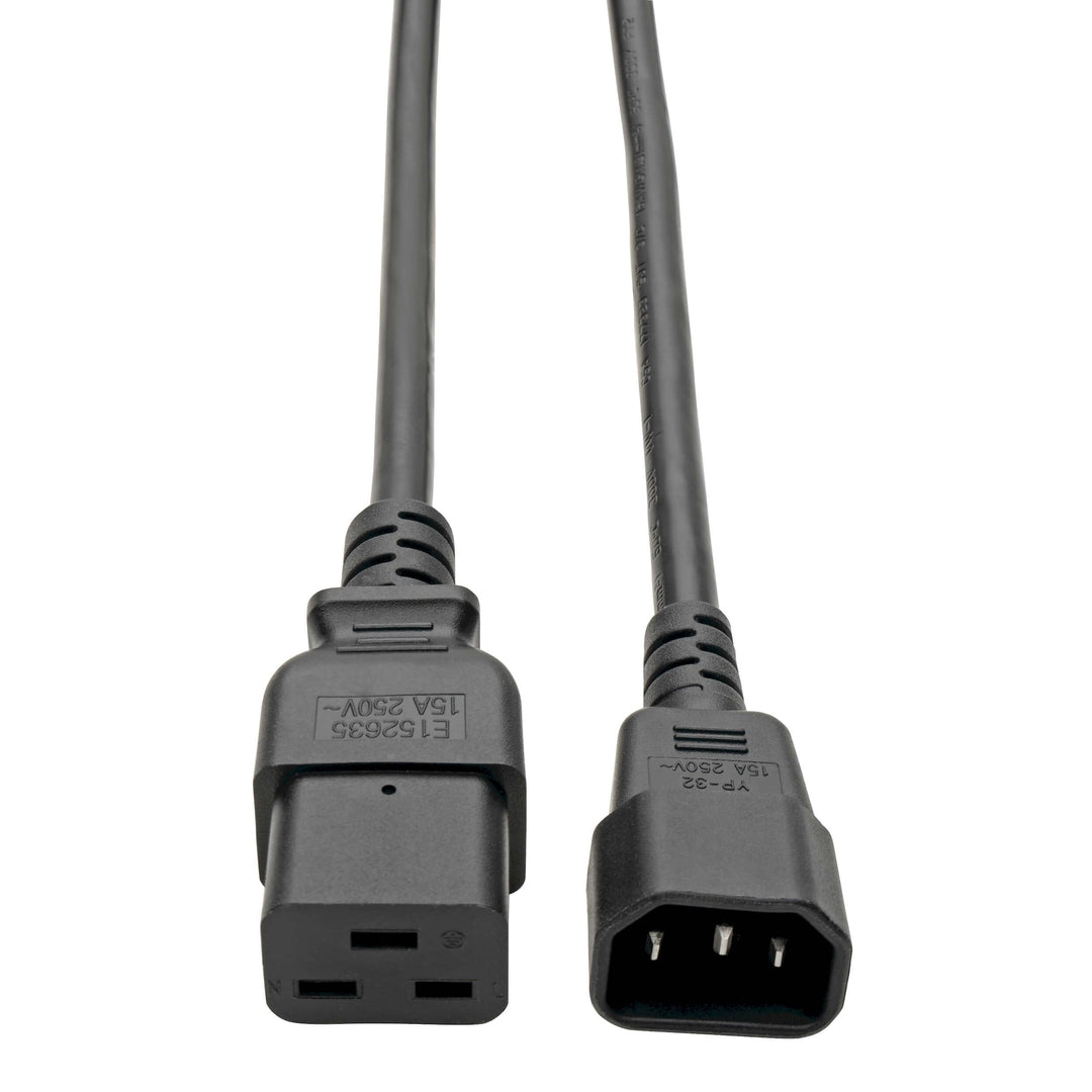 Heavy-Duty Power Cord, 15A, 14AWG (IEC-320-C19 to IEC-320-C14) 6-ft.(P047-006),Black
