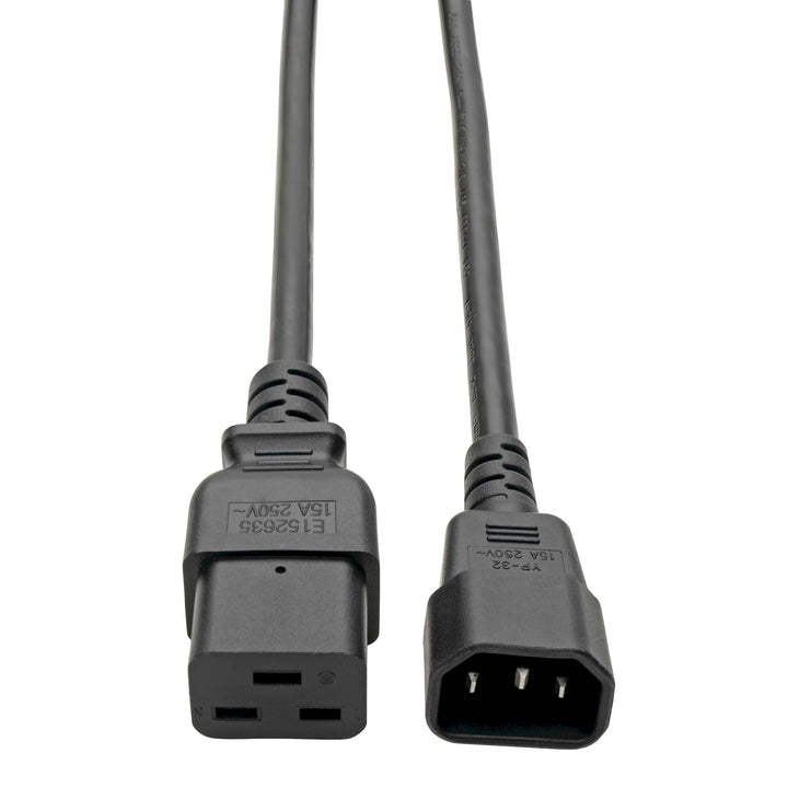 Heavy-Duty Power Cord, 15A, 14AWG (IEC-320-C19 to IEC-320-C14) 6-ft.(P047-006),Black