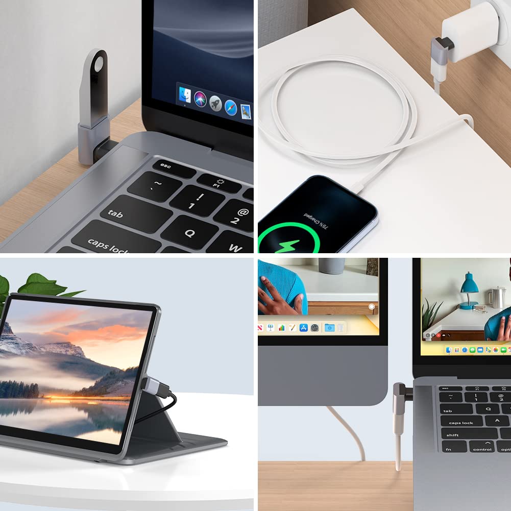 90 Degree USB to USB C Adapter 2 Pack, Up & Down Angled USB-C to USB Adapter,Thunderbolt 4/3 to USB Female Adapter Converter for MacBook Pro 2021,MacBook Air 2020,iMac, Dell XPS,Galaxy Book etc