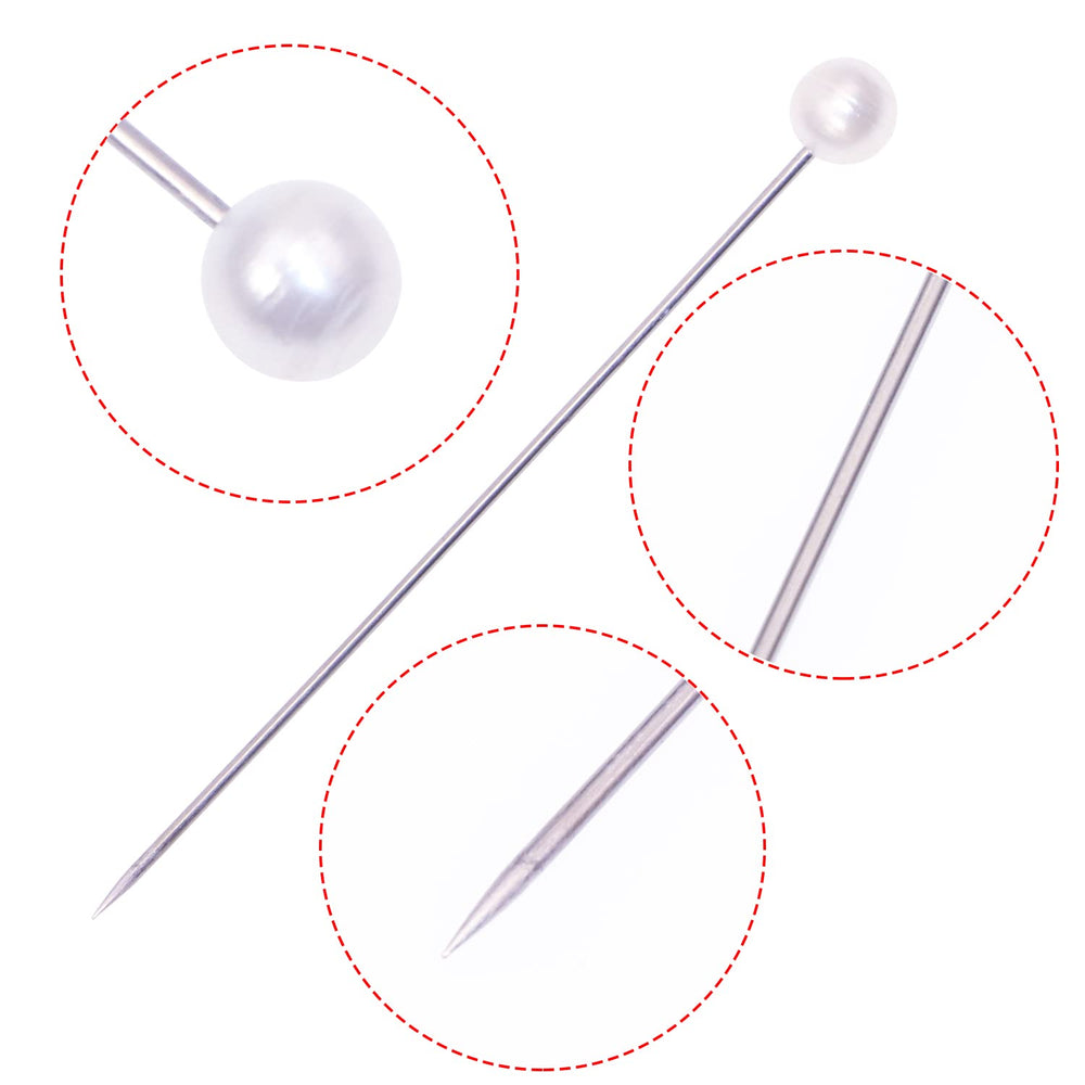 100PCS Sewing Pins for Fabric Straight Pins with Faux Pearl Heads for Quilting Sewing Knitting Crochet DIY Art Craft Projects Christmas Ornaments Jewelry Wedding Decorations, White, 2Inch