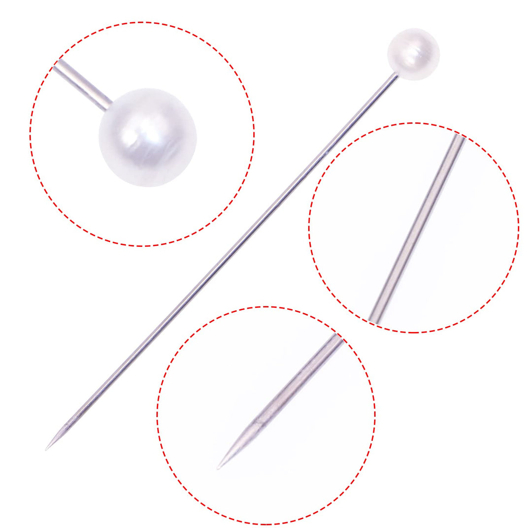 100PCS Sewing Pins for Fabric Straight Pins with Faux Pearl Heads for Quilting Sewing Knitting Crochet DIY Art Craft Projects Christmas Ornaments Jewelry Wedding Decorations, White, 2Inch
