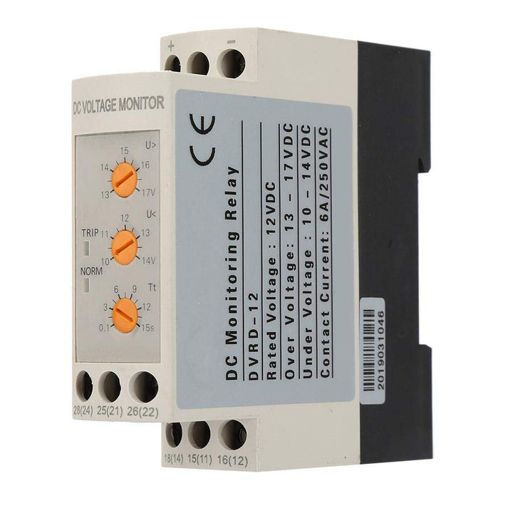 Voltage Monitoring Relay Over-Voltage and Under-Voltage Relay 35MM Rail 13-17V 10-14V(DC12V)