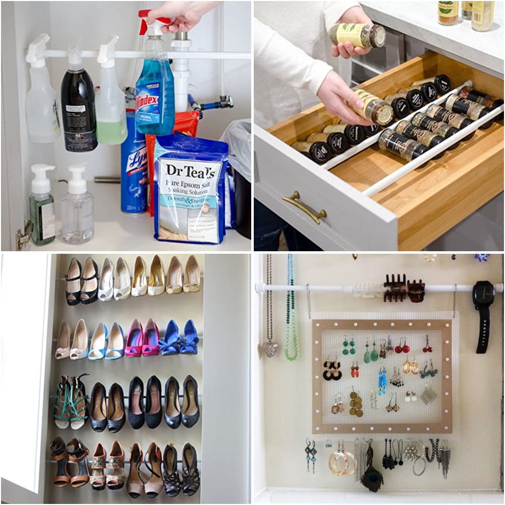 2 Pack Spring Tension Curtain Rods 18 to 28 inches Adjustable,Heavy Duty Small Short Tension Curtain Rod for Windows,Closet,Bathroom,Kitchen,Doorway,Cupboard Bars(White)