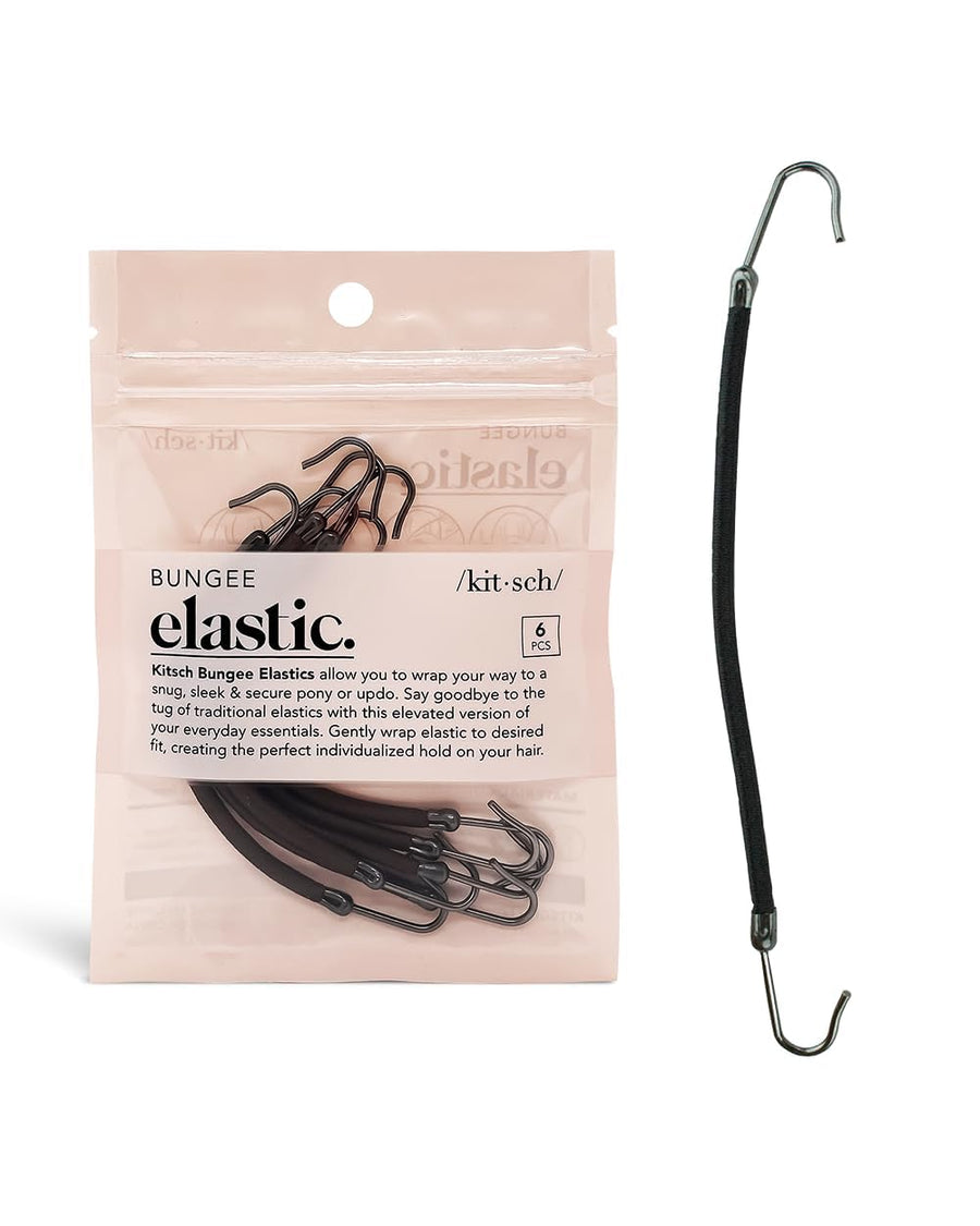 Hair Bungee - Bungee Hair Ties with Hooks | Hair Tie Clip & Hair Bungee Cords with Hooks for Updos | Hair Hook & Ponytail Hook for Long Hair | Ponytail Bungee Bands, 6pcs (Brown)