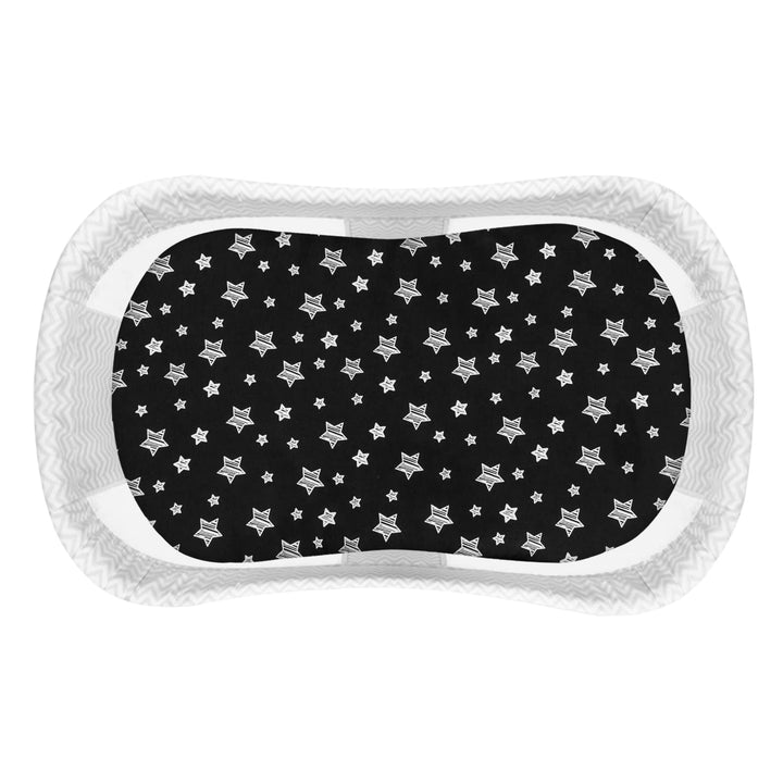 Bassinet Sheet, 33 X 17 Flexible for Different Cradle and Bassinet Mattress, Soft Breathable Universal Sheet for Rectangle, Oval, Hourglass Bassinet Mattress, Black Star