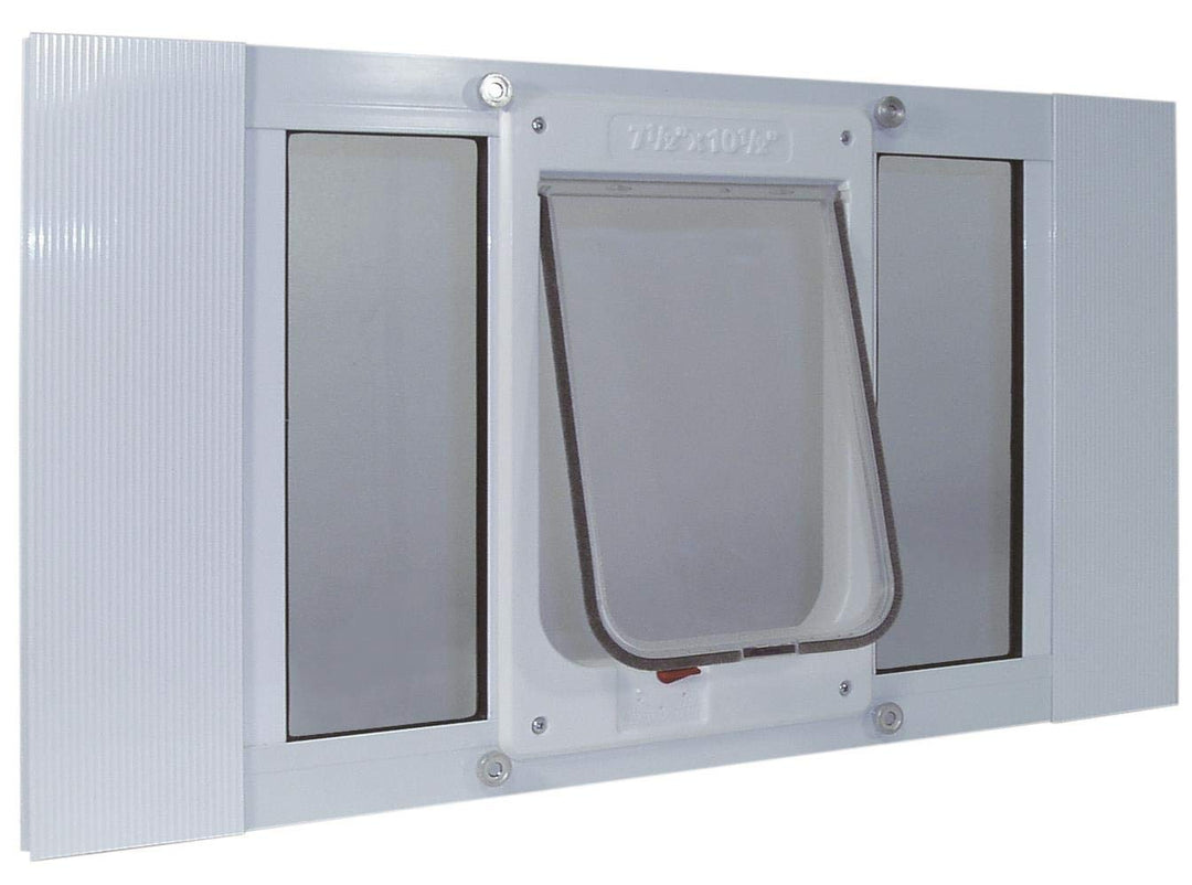 Ideal Pet Products Aluminum Sash Window Pet Door, Adjustable to Fit Window Widths from 33 to 38, Chubby Kat 7-1/2” x 10-1/2” Flap Size