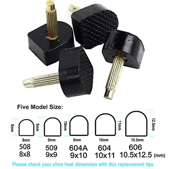 60PCS High Heel Replacement Tips High Heel Shoe Repair Tips Stiletto Repair Heel Caps Kit Pin Taps Dowel Lifts Replacement Black 5 Sizes by Meiso