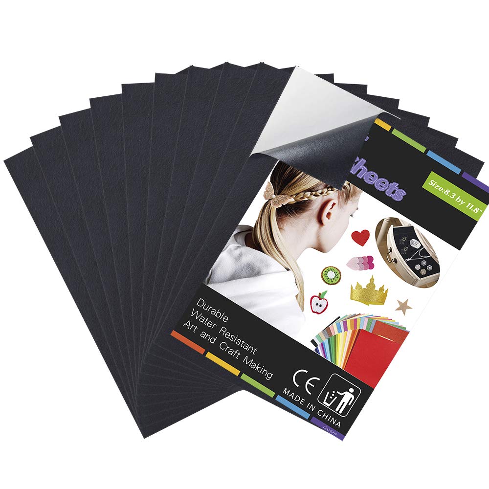 10PCS Black Self Adhesive Felt Sheets, Thickened Sticky Back Felt Fabric for Jewelry Box Felt Liner Art and Craft Making A4 Size8.3 by 11.8