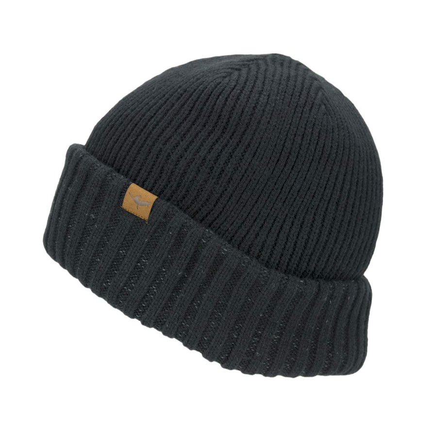 Unisex Bacton Waterproof Cold Weather Roll Cuff Beanie, Black/Grey, L/XL