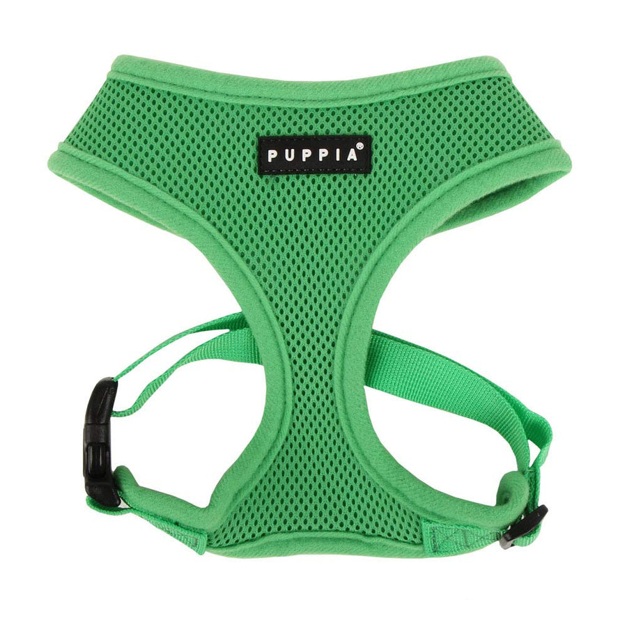 Soft Dog Harness No Choke Over-The-Head Triple Layered Breathable Mesh Adjustable Chest Belt and Quick-Release Buckle, Green, Medium