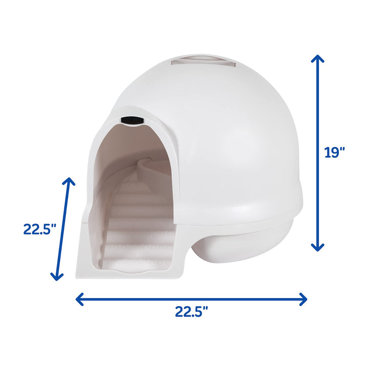 Petmate Clean Step Cat Litter Box Dome (Made in the USA with 95% Recycled Materials)- Pearl White, Made in USA