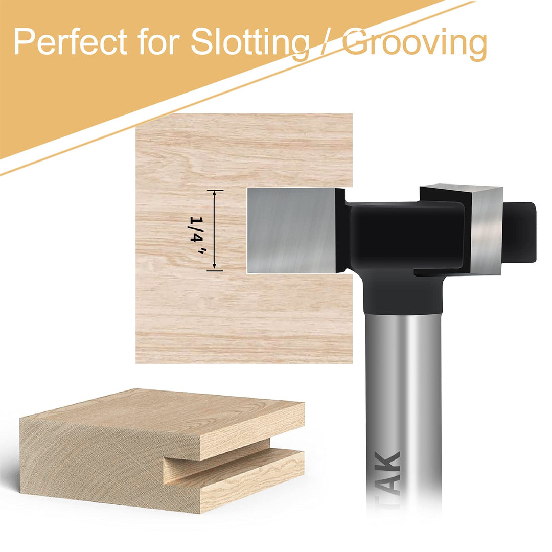 CNC Spoilboard Surfacing Router Bits, 1/4 inch Shank 1 inch Cutting Diameter, Slab Flattening Router Bit Planing Bit Wood Planing Bit Dado Planer Bit (Carbide)