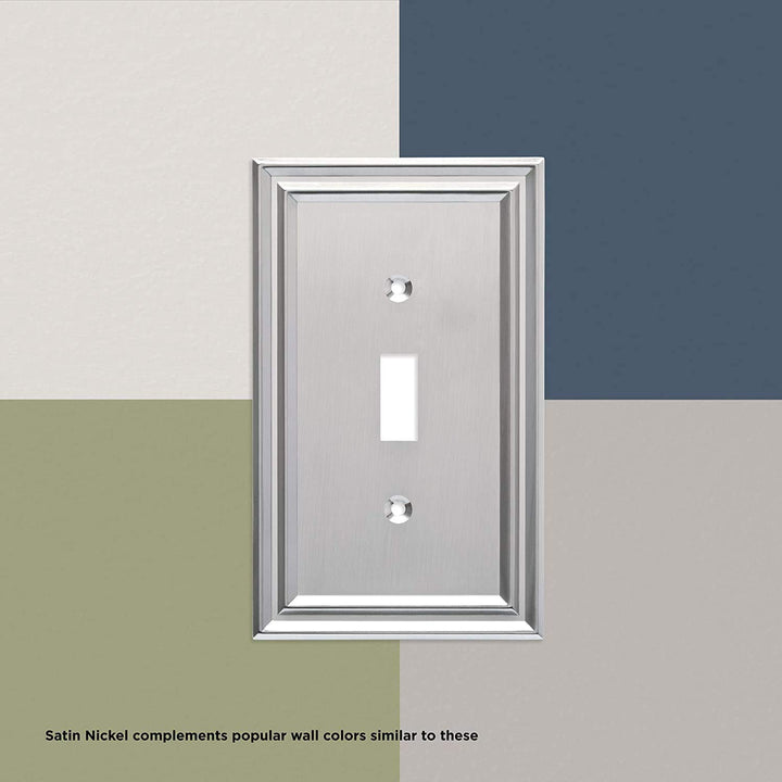 Brainerd 64930 Convex Single Duplex Wall Plate / Switch Plate / Cover, Satin Nickel