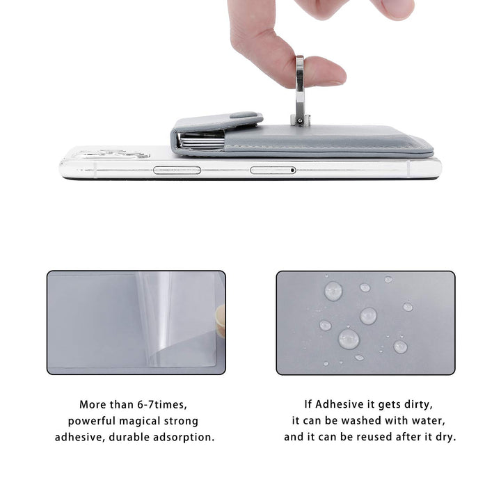 RFID Card Holder & Ring Stand for iPhone, Android, All Smartphones - Light Grey