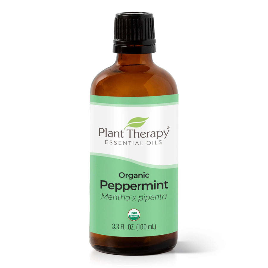 Organic Peppermint Essential Oil 100% Pure, USDA Certified Organic, Undiluted, Natural Aromatherapy, for Diffusion, Skin, Hair, Therapeutic Grade 100 mL (3.3 oz)