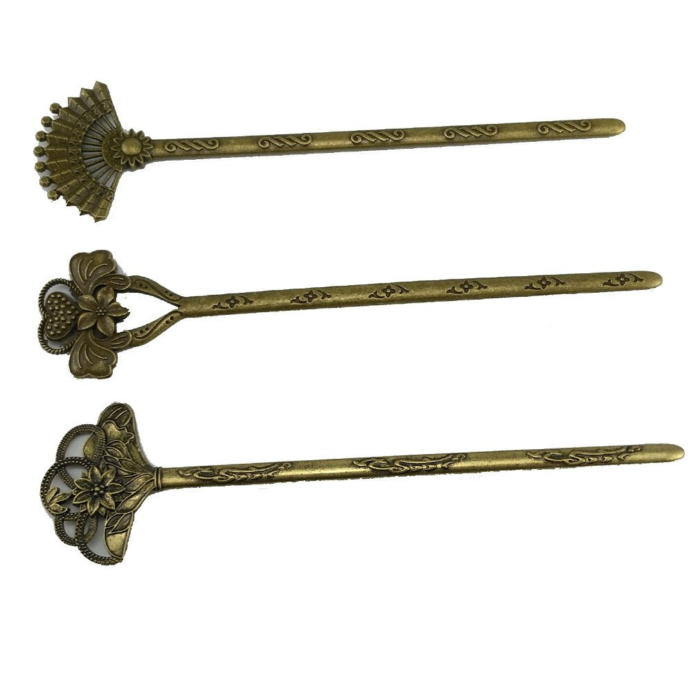 Pack of 3 Vintage Hair Stick Retro Hair Chopsticks Chignon Pin