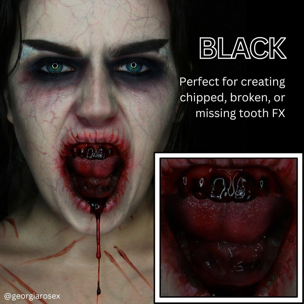 Makeup Tooth FX with brush, Black for Special Effects, Halloween, Movies (0.25 oz)