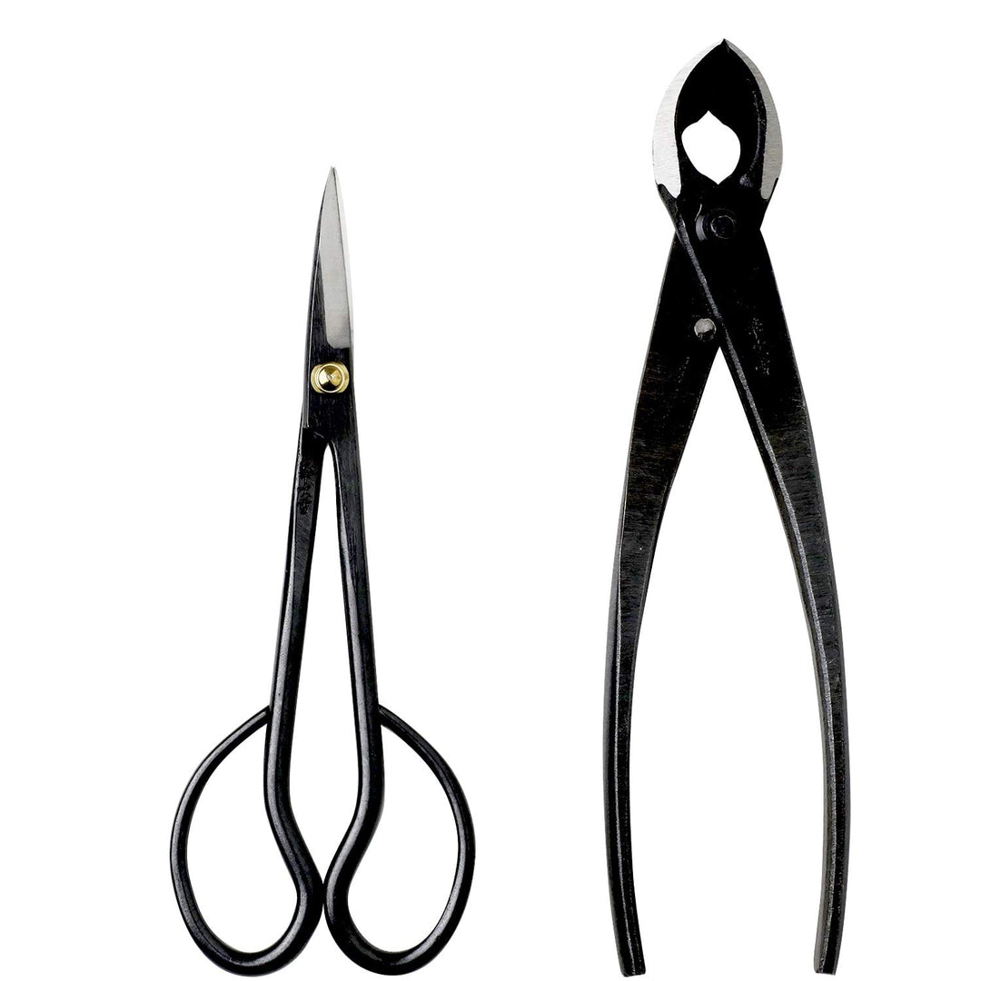Japanese Bonsai Tool Kit Made in Japan - Hanafubuki Satsuki Scissors 7inch(180mm) + Concave Branch Cutter 8inch(200mm) Gift Box Set