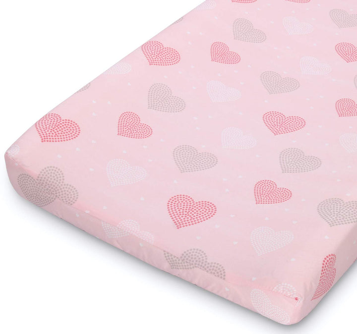 Changing Pad Covers for Baby Girls | 2 Pack Set | Pink Elephant & Hearts