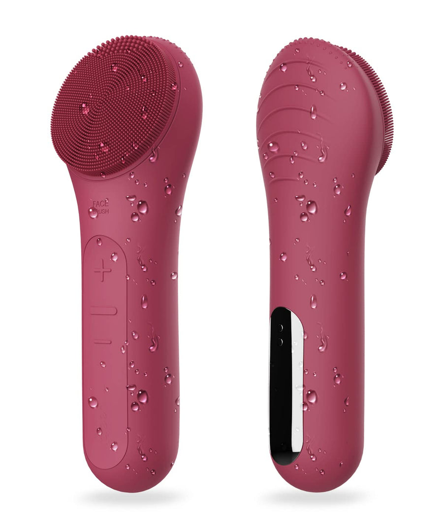 Face Scrubber, CLIE Facial Cleansing Brush, Waterproof and Rechargeable Face Scrub Brush for Men & Women, Cleansing, Exfoliating and Massaging, Electric Face Wash Brush - Berry