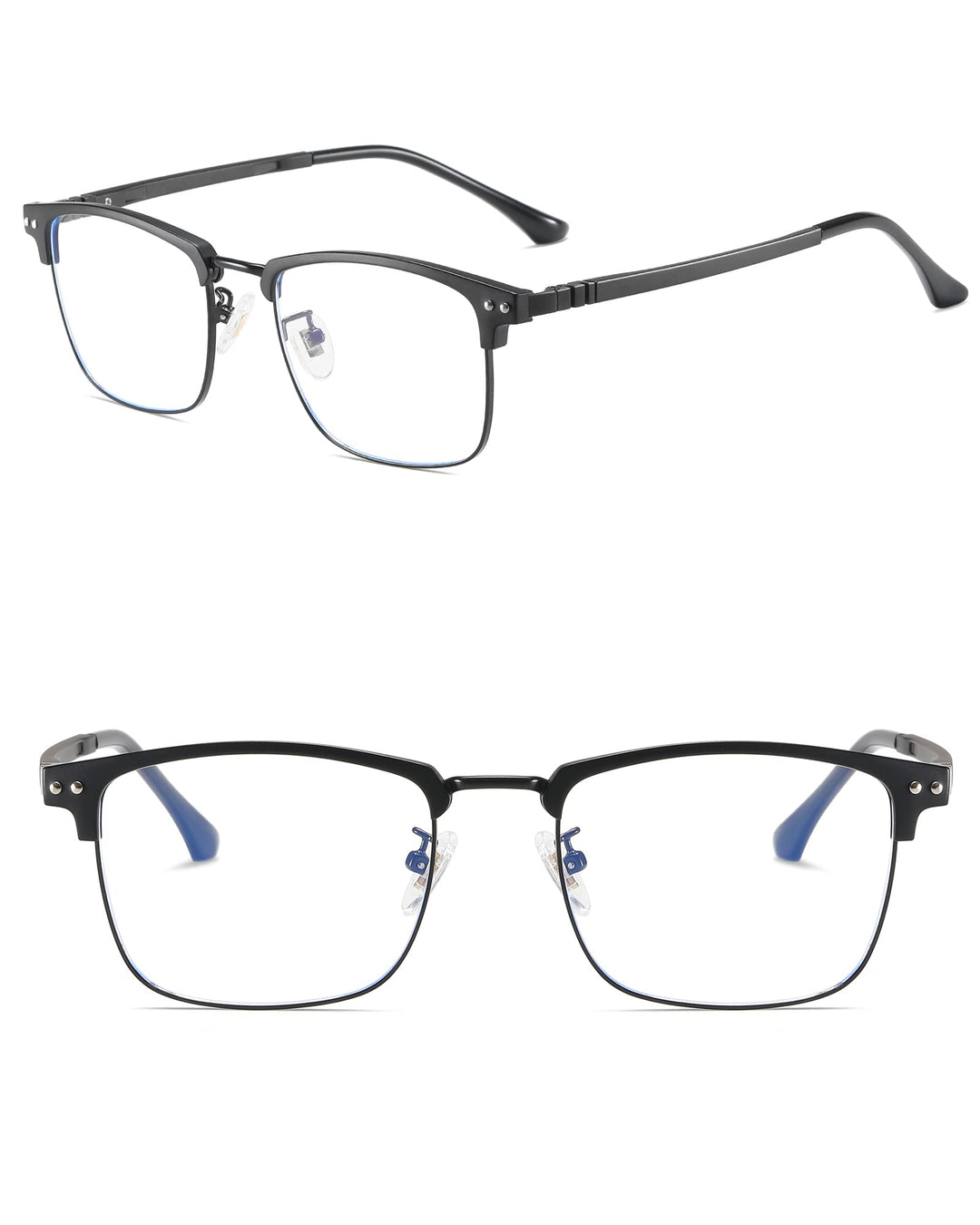 GUZTAG Blue Light Blocking Glasses - Square Computer Glasses Women/Men Eyeglasses Frame,Anti Eyestrain Computer Game Glasses (silver)