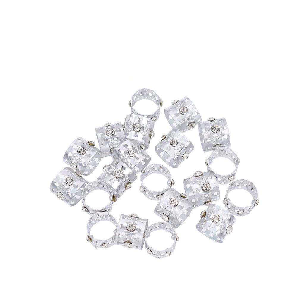 Women Dreadlocks Beads Rhinestone Hair Ring Decoration Braiding Hair Braid Cuff Clip