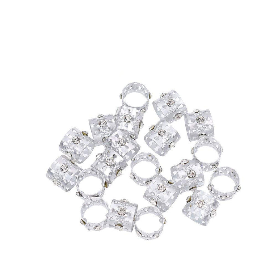 Women Dreadlocks Beads Rhinestone Hair Ring Decoration Braiding Hair Braid Cuff Clip