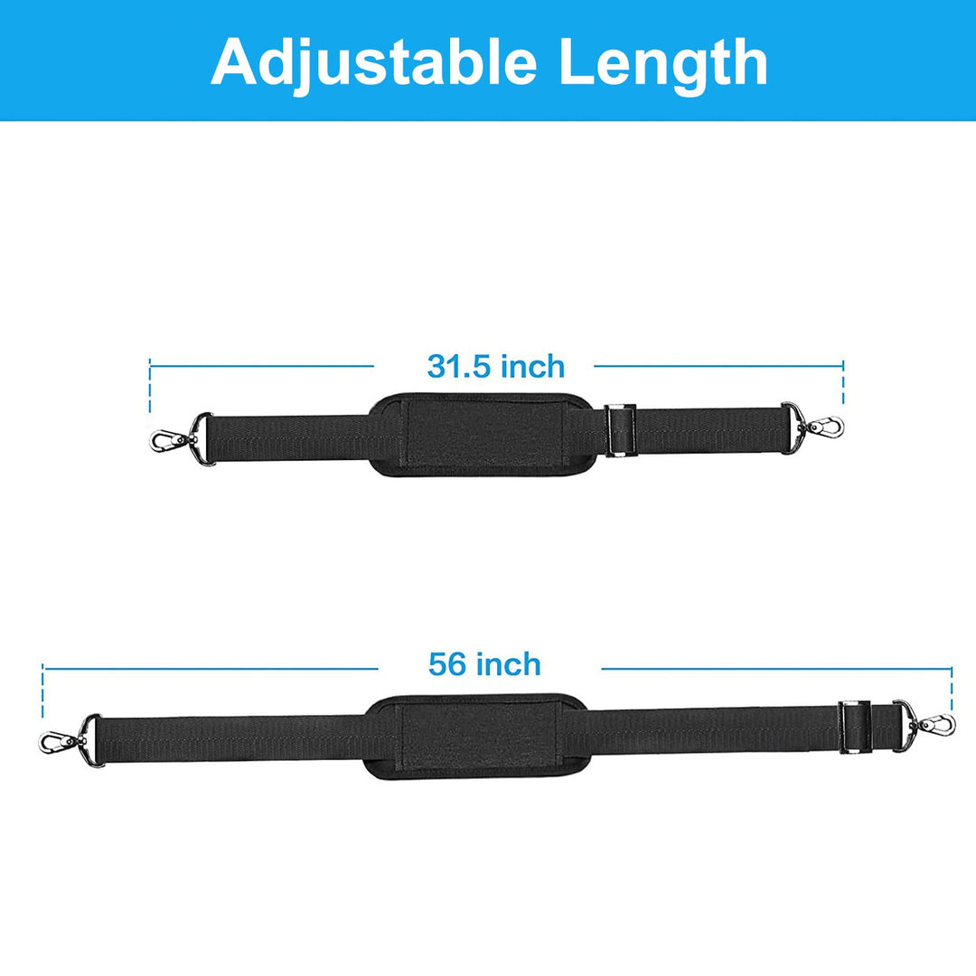 56 inch Shoulder Strap, Adjustable Thick Soft Universal Replacement Non-Slip Fit Padded with Metal Swivel Hooks for Laptop Shoulder Bag/Laptop Messenger Bag/Crossbody Bag, Black