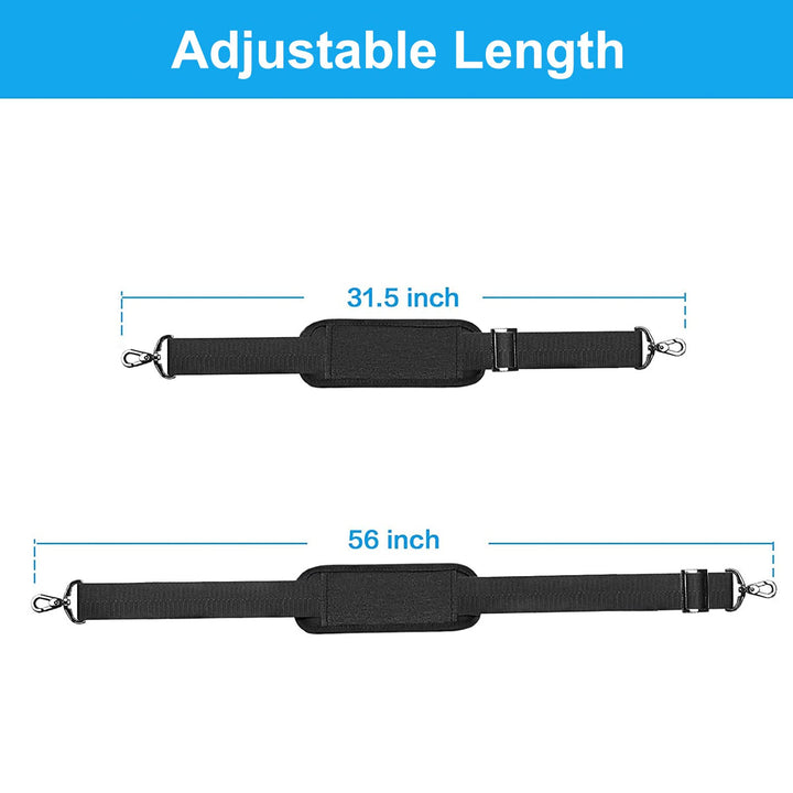 56 inch Shoulder Strap, Adjustable Thick Soft Universal Replacement Non-Slip Fit Padded with Metal Swivel Hooks for Laptop Shoulder Bag/Laptop Messenger Bag/Crossbody Bag, Black